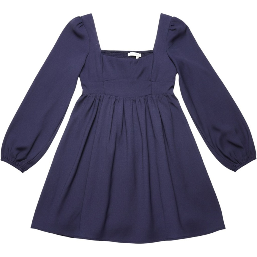 Altar'd State Navy Blue Long Sleeve Mini Dress Square Neck Smocked Back XS